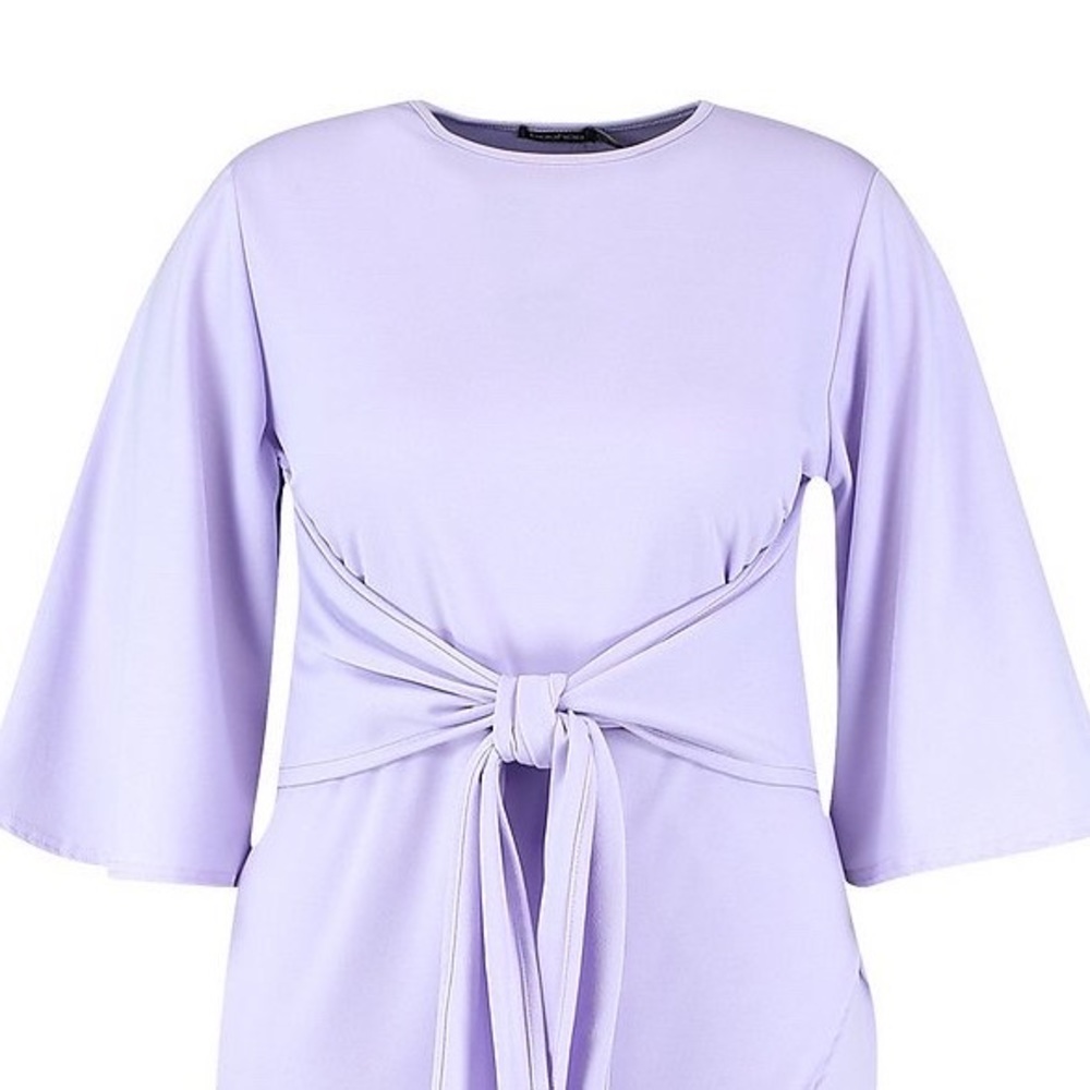 Boohoo Lavender tie-waist shift dress